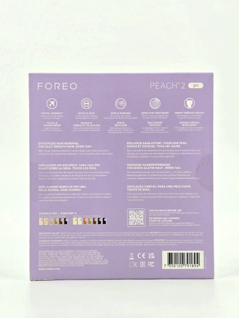 FOREO Peach Go 2 IPL Hair Removal Device + Cooling Prep Gel Laser Treatment New - Picture 9 of 12